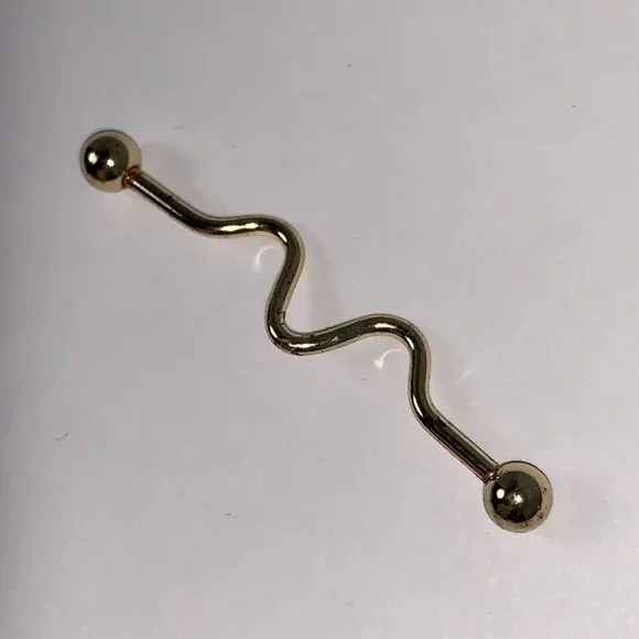 14 Gauge Gold Industrial Bar Squiggly Design - Picture 4 of 4